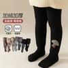 Nuevos pantimedias de invierno chinos de moda con forro polar de lana de cordero gruesa, raya ancha, entrepierna ajustable para bebé, estampado de hongo de dibujos animados