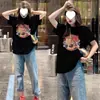 Camiseta de manga corta de algodón puro estilo europeo, hombros caídos, talla grande, holgada, para mujer, primavera/verano, look "sin pantalones"