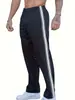 Pantalones Deportivos de Verano para Hombre Europeos y Americanos con Rayas Laterales, Holgados de Pierna Recta, Transpirables, Tallas Grandes, Deportivos Casuales, Transfronterizos, Largos