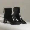 Botas de moda pontudas para outono e inverno, botas de salto grosso com ajuste slim e zíper traseiro, botas curtas versáteis, novos sapatos de salto alto estilo coreano para mulheres, 2026