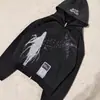Sudadera con capucha y cremallera de manga larga, estilo gótico oscuro, estampado peculiar de Halloween, estilo hip-hop punk de alta calle