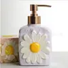 Frasco de Álcool em Gel Quadrado Transfronteiriço Exportação Europeia e Americana Frasco de Álcool em Gel com Flor em Relevo Pintada à Mão Frasco de Sabonete Cerâmico