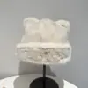 Gorro Fofo de Orelhas de Gato de Imitação de Visom Feminino 2024 Estilo Coreano Inverno Doce Quente À Prova de Frio Moda Gorro Pulôver