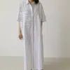 Vestido Camisa Retro a Rayas de Manga Corta Estilo Coreano Verano 2026 por Encima de la Rodilla Vestido Holgado para Mujer
