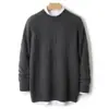 Nuevo Suéter de Lana Otoño/Invierno 2024 con Cuello Semi Alto, Suéter Grueso Holgado para Hombre, Tejido de Punto de Color Sólido, Suéter Base de Cachemira