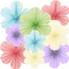 Decorações de Papel para Pendurar para Festa de Jardim de Infância, Montagem de Sala de Aula, Penduricalhos de Ventilador de Papel para Ambiente, Flores de Ventilador de Papel