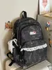 Mochila escolar para estudiantes de secundaria femeninas, mochila decorativa con adornos de encaje para niñas, bolsa ligera casual de doble hombro, protectora de la columna vertebral y reductora de carga