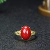 Anillo de Cinabrio de Alto Contenido con Arena Dorada Púrpura Incrustado con Diamante Cinabrio para Mujer Regalo de Cumpleaños Antiguo Suministro en Vivo