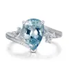 Nuevo Elegante Anillo Abierto de Topacio Azul Claro Artificial con Forma de Gota para Mujer Moda Zafiro Anillo Abierto