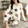 Pijamas de Manga Larga para Mujer de Primavera y Otoño, Lindos Dibujos Animados Casuales y Cómodos Estilos Delgados de Otoño e Invierno que se Pueden Usar Afuera Conjuntos de Ropa para el Hogar para Mujer