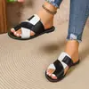 Pantuflas Planas Casuales de Talla Grande para Mujer, Nuevas Sandalias sin Cierre Peep-Toe de Bloques de Color, Tallas 36-41, 42, 43