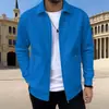 2026 Nova Jaqueta Cardigan Masculina de Primavera e Outono com Bolso com Zíper Gola Reversível Cor Sólida Casual Slim Fit