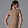 Nueva ropa de yoga de color sólido, lijado de doble cara, alta elasticidad, ajustada, transpirable, manga corta, para deportes, correr, fitness, yoga, camiseta