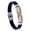 Pulseira de moda coreana, pulseira de aço inoxidável masculina de silicone, fabricantes fornecem pulseira de silicone por atacado