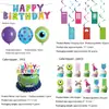 Conjunto de Decoração de Aniversário de Monstro Fofo Colorido Adorável Monstro Pratos de Papel Copos de Papel Caminho de Mesa Topper de Bolo Suprimentos para Festa