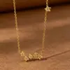 Collar de Estrella de Moda Transfronterizo para Mujer, Cadena Larga Versátil Personalizada Estilo Ins con Pedrería, Joyería de Cadena para Clavícula