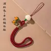 Corrente para Celular Shishi Ruyi Lanyard Curto de Pulso para Homens e Mulheres Chaveiro com Pingente de Caqui Esmaltado Anti-Perda para Pen Drive