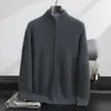 Nuevo Suéter de Lana Pura 100% Australiana para Hombre de Otoño e Invierno Cuello Alto de Negocios Cremallera Tejido Grueso Suéter Abrigo de Comercio