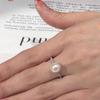 Anel Elegante de Luxo Leve Pérola de Água Doce Anel de Dedo de Pérola Pequena Simples de Girassol Ajustável com Abertura para Mulheres de Alta Qualidade