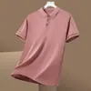 Camisa Polo Masculina de Verão Transfronteiriça Camiseta de Negócios 2025 Leve Casual Cor Sólida Xadrez Respirável Camiseta de Seda de Gelo Fresca