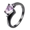 Anillo con Zircón Granate en Forma de Corazón Oro Negro para Mujer, Tallas 6-10 Flechas