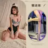 Body Sexy de Empregada com Renda e Babados Pura Desejo Cosplay Lingerie de Empregada Conjunto de Espartilho Transparente