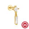 Cross-Border moda s925 prata esterlina gota de água romã Opala triângulo padrão fio Diamante- embutido cabeça chata piercing brincos brincos