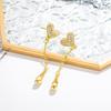 Full Diamond Love Long Tassel Brincos Nova Entrada Luz Luxo Moda Elegante All-match Brincos Simples Personalidade Brincos para Mulheres