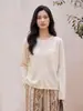 Cárdigan de punto fino 100% lana ultrafina, borde enrollado fino, cuello redondo, manga larga, corte holgado, versátil, para mujer