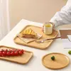 Bandeja de Bambú Hogar Restaurante Juego de Té Hotel Bandeja Cuadrada para Té Simple Bandeja de Bambú para Frutas Frutas Secas Accesorios para Fotos