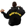 Sudadera con capucha de cuello alto informal de moda deportiva de moda para hombre y mujer de otoño e invierno con hombros descubiertos y talla grande para parejas