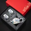 Juego de Té de Viaje Esmaltado Plateado Cultural y Creativo de la Ciudad Prohibida - Una Tetera, Dos Tazas, Juego de Té Kung Fu Portátil de Servicio Rápido para Exteriores