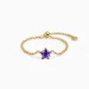 Moda Transfronteriza Europea y Americana Nuevo Lujo Ligero Cadena de Diamantes de Colores Anillo Deslizante Diseño de Nicho para Mujer Anillo de Cobre Chapado en Oro Real