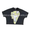 Marca de moda Comercio exterior Otoño Divertido Estampado de Cara Sonriente Top Estilo Callejero Cuello Redondo Suéter Camiseta Manga Corta Holgado Corte Recto