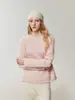 Suéter de cachemira nuevo, de corte relajado, cuello redondo y manga raglán para mujer, un suéter de lana versátil perfecto para usar en capas en otoño e invierno.