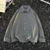 Camisa Xadrez com Lapela Manga Curta Masculina Verão Single-Breasted Roupa Externa Marca Tendência Simples Solta Casual Jaqueta Manga Longa