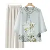 Nueva ropa de verano estilo abuela china, nueva vestimenta de verano para mujeres mayores, blusa elegante estilo nacional para mamá, camisa para personas mayores