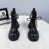 Botines estilo Martin británico para mujer, nueva colección otoño/invierno 2026, estilo popular, forrados de felpa, suela gruesa, que aumentan la altura, modernos, botines de tobillo de suela suave para mujeres bajitas