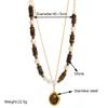 Collar Multicapa de Perla Ojo de Tigre de Lujo Ligero Europeo y Americano Cadena de Clavícula de Acero al Titanio de Moda Nicho Personalizado Versátil Cadena de Lana
