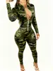 Mono de Nuevo Estilo Transfronterizo Ajustado para Mujer con Estampado Digital 3D, Mono Casual y Único de Estilo Urbano con Cremallera