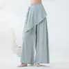 Pantalones Falda de Dos Piezas con Cintura Ajustable, Caída Fluida, Inspirados en Danza Clásica China, Pantalones de Baile Pierna Ancha para Danza Moderna, Yoga