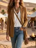 Colección de otoño nueva transfronteriza 2026: Elegante y estiloso blazer de gamuza con mangas largas y corte recto, apto tanto para el trabajo como para uso casual, moda femenina para exportación