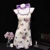 Ruolan Lingerie Sexy Estampada de Gato com Alça Vestido de Noite Bojo na Parte do Peito Saia Curta Desejo Puro Menina Picante Cintura Apertada Saia de Quadril 5206