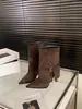 Botines de tacón alto de punta de nicho, botines de mujer, colección otoño/invierno 2026, marrones, estilo coreano, botines ajustados