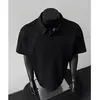2025 Nuevo Suéter de Punto Holgado de Manga Corta con Cuello Polo para Hombre y Mujer Ropa Interior de Punto de Manga Media Ropa Exterior Casual Hombro Derecho