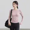 Roupas de Yoga para Mulheres no Outono e Inverno Gola Redonda Tops Esportivos Camisetas de Manga Longa para Usar por Baixo Ciclismo Corrida Pilates Treinamento Roupa Fitness