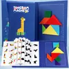 Quebra-cabeça de tangram magnético para crianças e alunos do ensino fundamental Quebra-cabeça colorido da primeira série Brinquedo de madeira Quebra-cabeça de educação infantil