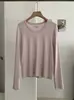 KEKEZOON Nuevo Otoño Manga Larga Ajustado Versátil Cuello Redondo Color Sólido Camiseta de Manga Larga Top para Mujer 8714