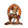 Rey Gesar Protector Budas Estatuas Xizang Hogar Budas Estatuas Decoración Nepal Hecho a Mano Cobre Medio Dorado 8 Pulgadas