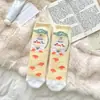 Novas Meias de Meia-Panturrilha Outono e Inverno, Estilo Pato Amarelo, Meias de Pelo Sintético, Lã Coral, Meias Quentes e Doces para Dormir de Menina, Meias Meio Pelo